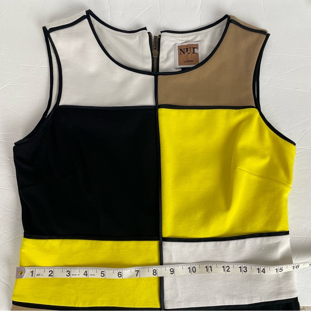 NUE by Shani Color Block Sheath Sleeveless Dress Yellow Black‎ Size 10 - Picture 9 of 11